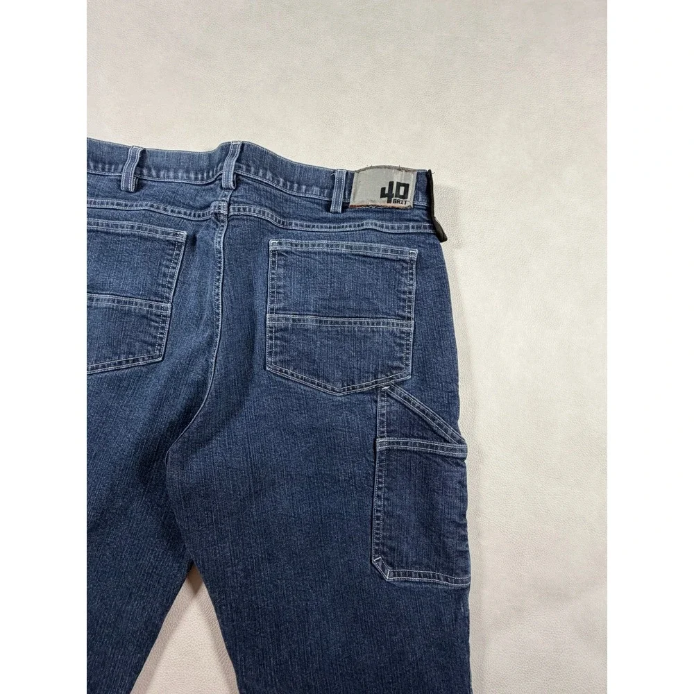 40 Grit Duluth Trading Co Slim Fit Carpenter Jeans Dark Wash Blue Mens 38 X 32